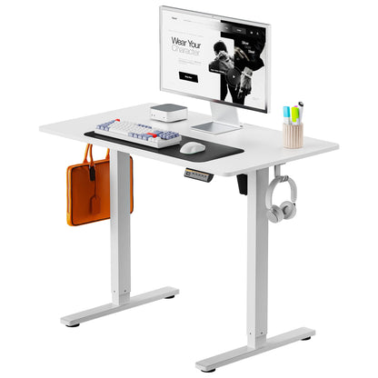 Electric Standing Desk,48x24 Inches Adjustable Height Stand up Desk, Sit Stand Home Office Desk with Splice Board, 3 Preset Heights,Equipped with Hooks,Ergonomic Computer Workstation，Brown