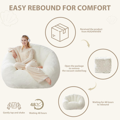 HUGHEAVEN Max Giant Bean Bag Chair, Oversized Bean Bag Sofa for Adults & Teens, Ultra-Soft Comfy Fluffy Floor Lounge Chair with Armrests, Large Bean Bag Couch for Gaming, Reading & Relaxing