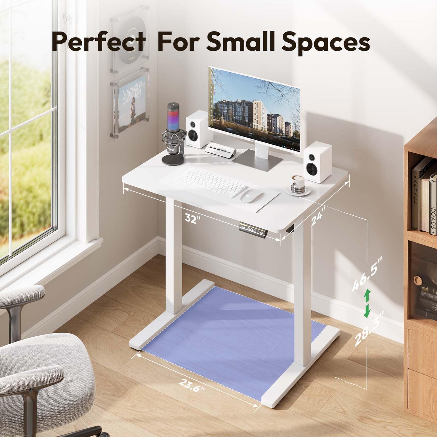 Electric Standing Desk,48x24 Inches Adjustable Height Stand up Desk, Sit Stand Home Office Desk with Splice Board, 3 Preset Heights,Equipped with Hooks,Ergonomic Computer Workstation，Brown