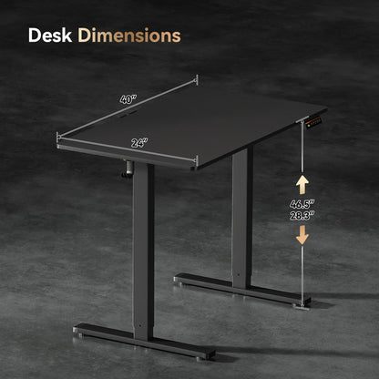 Electric Standing Desk,48x24 Inches Adjustable Height Stand up Desk, Sit Stand Home Office Desk with Splice Board, 3 Preset Heights,Equipped with Hooks,Ergonomic Computer Workstation，Brown