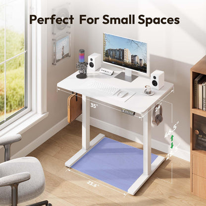 Electric Standing Desk,48x24 Inches Adjustable Height Stand up Desk, Sit Stand Home Office Desk with Splice Board, 3 Preset Heights,Equipped with Hooks,Ergonomic Computer Workstation，Brown