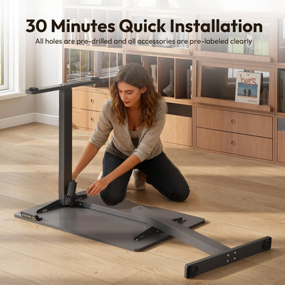 Electric Standing Desk,48x24 Inches Adjustable Height Stand up Desk, Sit Stand Home Office Desk with Splice Board, 3 Preset Heights,Equipped with Hooks,Ergonomic Computer Workstation，Brown