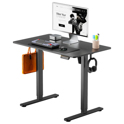 Electric Standing Desk,48x24 Inches Adjustable Height Stand up Desk, Sit Stand Home Office Desk with Splice Board, 3 Preset Heights,Equipped with Hooks,Ergonomic Computer Workstation，Brown