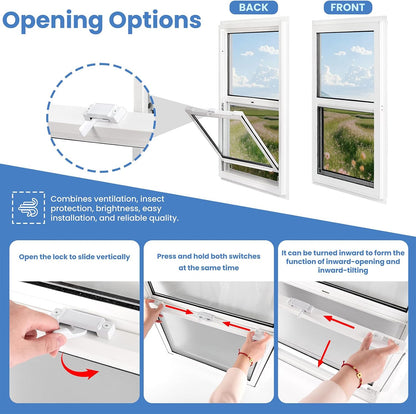 Vinyl Single Hung Sliding Window, 24" x 36" Household Window with Double-Pane Insulated Tempered Glass, White Energy-Efficient Soundproof Window for House, Mobile Home