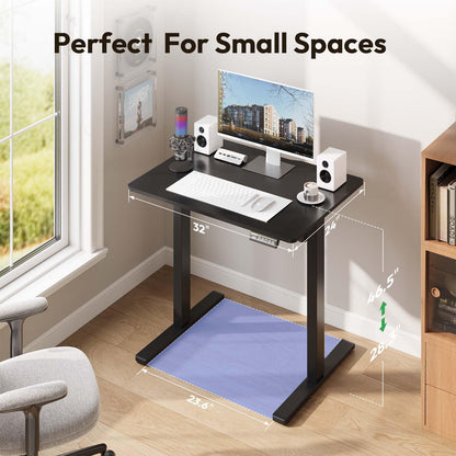 Electric Standing Desk,48x24 Inches Adjustable Height Stand up Desk, Sit Stand Home Office Desk with Splice Board, 3 Preset Heights,Equipped with Hooks,Ergonomic Computer Workstation，Brown
