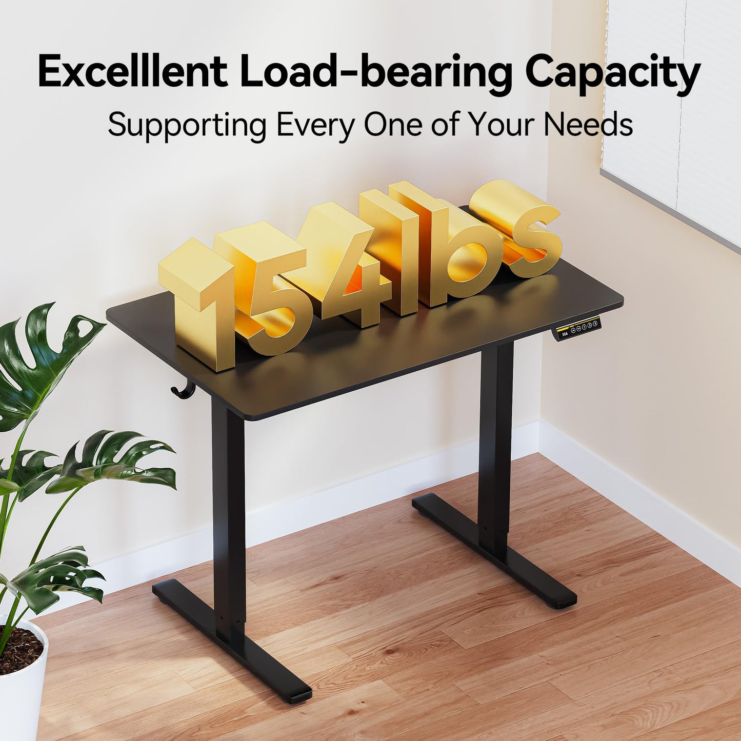 Electric Standing Desk,48x24 Inches Adjustable Height Stand up Desk, Sit Stand Home Office Desk with Splice Board, 3 Preset Heights,Equipped with Hooks,Ergonomic Computer Workstation，Brown