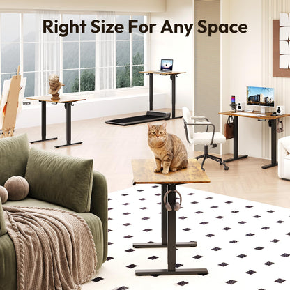Electric Standing Desk,48x24 Inches Adjustable Height Stand up Desk, Sit Stand Home Office Desk with Splice Board, 3 Preset Heights,Equipped with Hooks,Ergonomic Computer Workstation，Brown