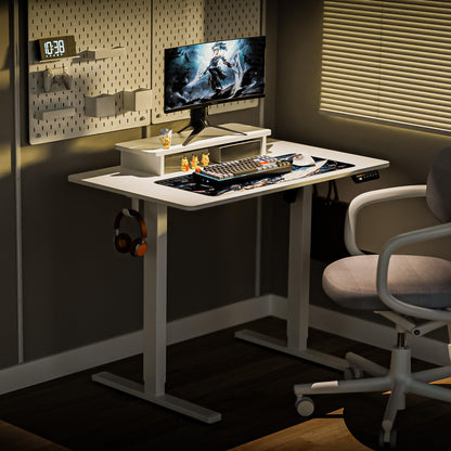 Electric Standing Desk,48x24 Inches Adjustable Height Stand up Desk, Sit Stand Home Office Desk with Splice Board, 3 Preset Heights,Equipped with Hooks,Ergonomic Computer Workstation，Brown