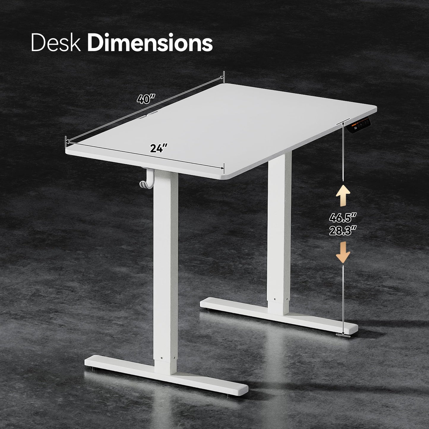 Electric Standing Desk,48x24 Inches Adjustable Height Stand up Desk, Sit Stand Home Office Desk with Splice Board, 3 Preset Heights,Equipped with Hooks,Ergonomic Computer Workstation，Brown
