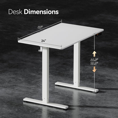 Electric Standing Desk,48x24 Inches Adjustable Height Stand up Desk, Sit Stand Home Office Desk with Splice Board, 3 Preset Heights,Equipped with Hooks,Ergonomic Computer Workstation，Brown