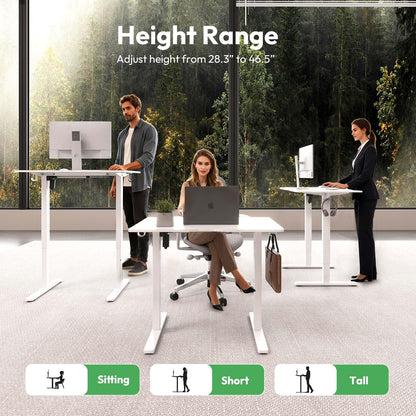 Electric Standing Desk,48x24 Inches Adjustable Height Stand up Desk, Sit Stand Home Office Desk with Splice Board, 3 Preset Heights,Equipped with Hooks,Ergonomic Computer Workstation，Brown